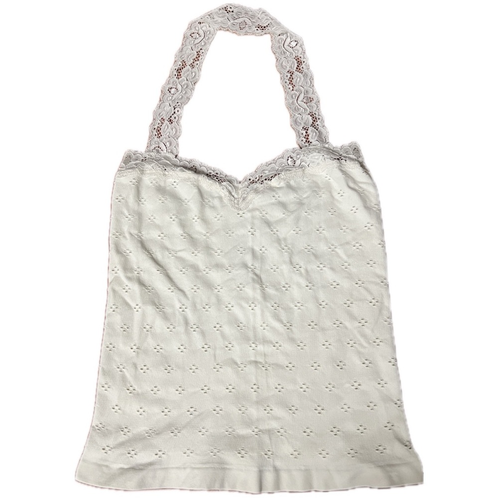 Free People eyelet seamless halter top ivory